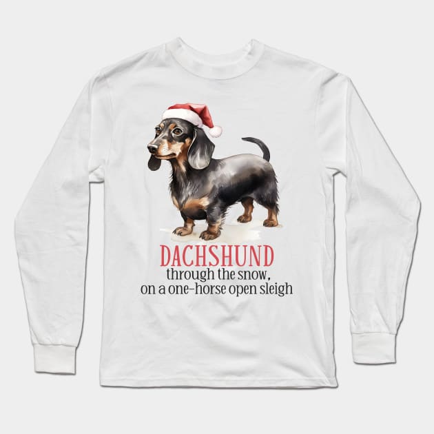 Christmas Dachshund Pun Long Sleeve T-Shirt by Chromatic Fusion Studio